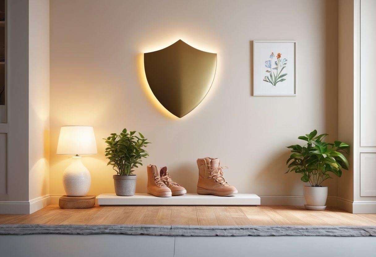 A cozy, inviting living room scene showing diverse couples discussing love insurance plans, with visual elements symbolizing fertility preservation, such as a blooming plant or baby shoes. Include protective emblems like a shield or a heart to emphasize home protection, and soft, warm lighting to create an emotional connection. super-realistic. vibrant colors. cozy atmosphere.